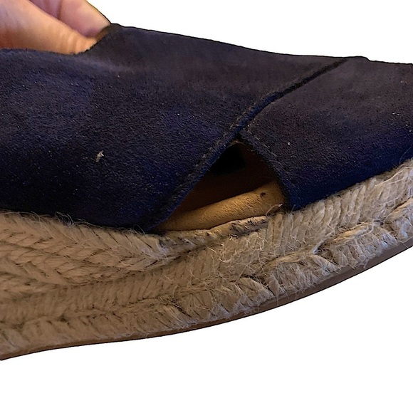 PASEART Navy Suede Criss Cross Platform Wedge Espadrille Size 41 EU - Picture 5 of 11